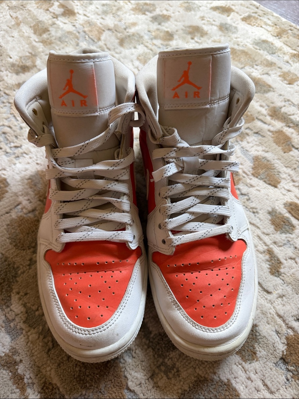Jordan Kids High-Top Sneakers in White and Orange